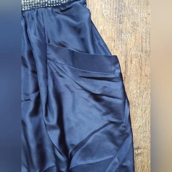 Rebecca Taylor Midnight Blue Strapless Dress Size 12 - Picture 3 of 7